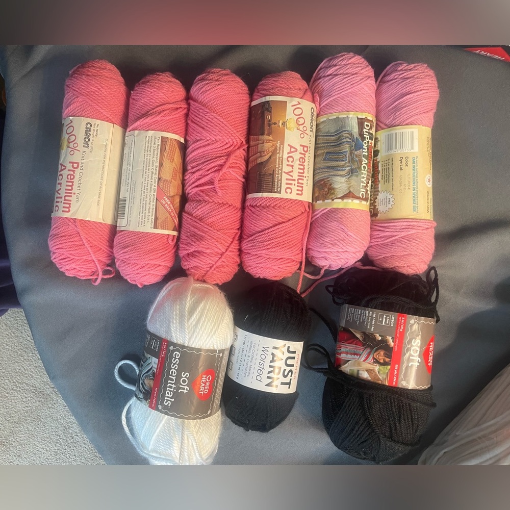 Pink, Black and White Yarn Bundle